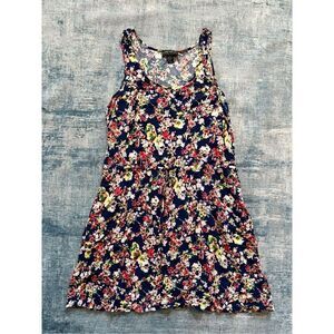 Forever 21 Plus Size Navy Blue Floral Sleeveless Mini Dress w Pockets Size 2X